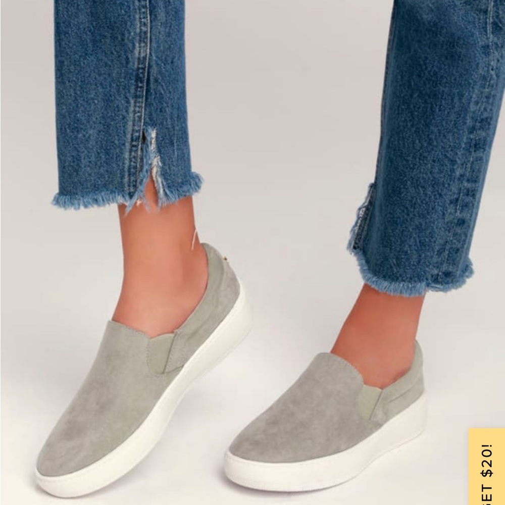 Grey Suede Slip-On Sneakers